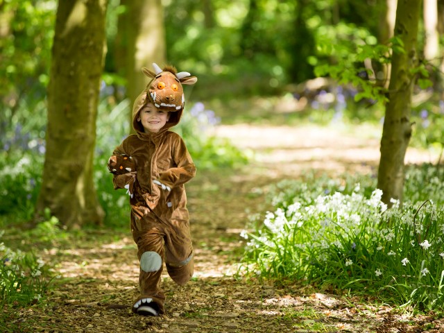 Little Gruffalo running through the woods